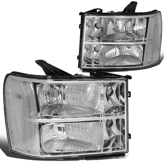 FAROS 07-13 GMC SIERRA 1500 / 07-14 GMC SIERRA 2500, 3500 2/4-DOOR - H11 LOW BEAM / 9005 HIGH BEAM - CHROME HOUSING / CLEAR CORNER