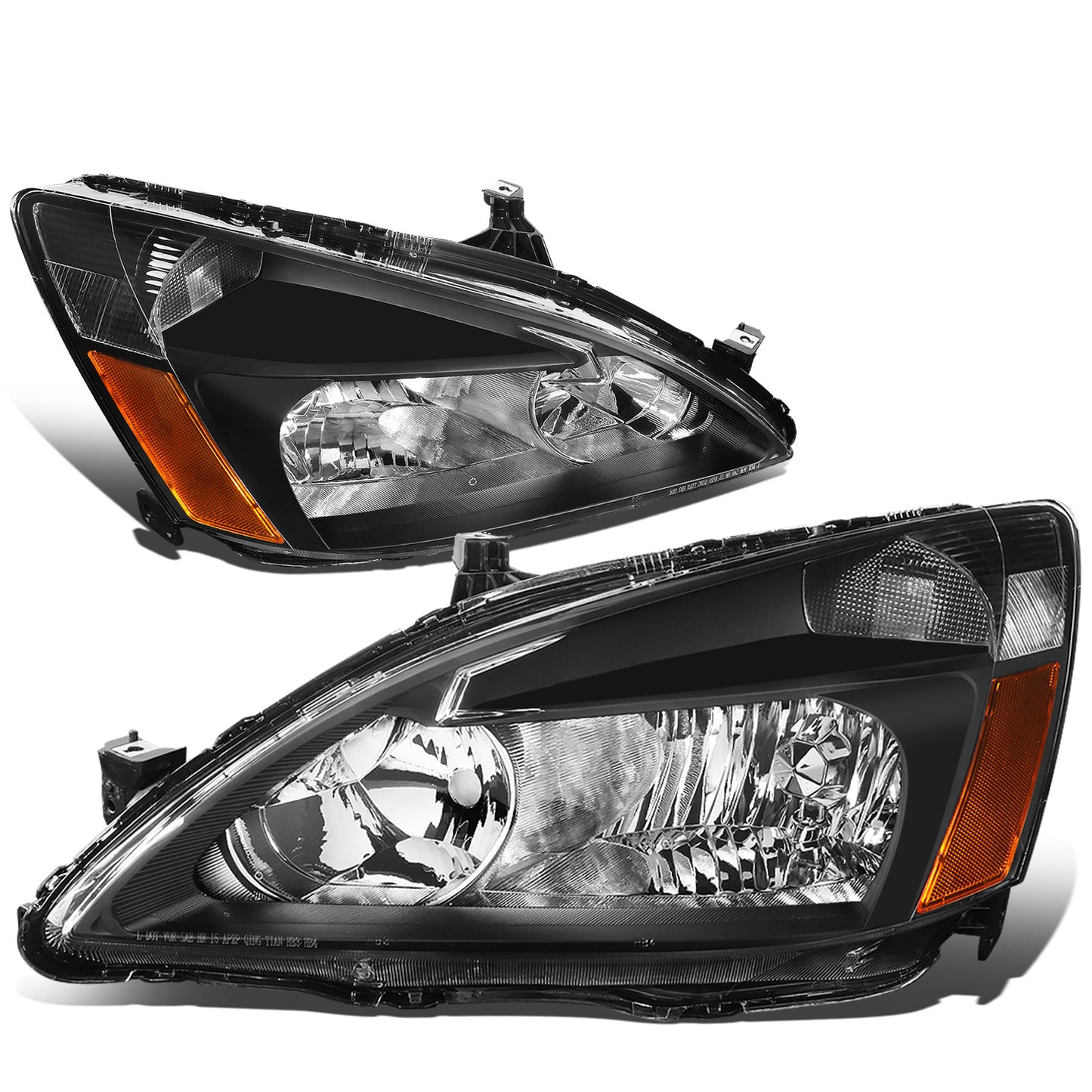 FAROS 03-07 HONDA ACCORD 2/4-DOOR - 9006 LOW BEAM / 9005 HIGH BEAM - BLACK HOUSING / AMBER CORNER