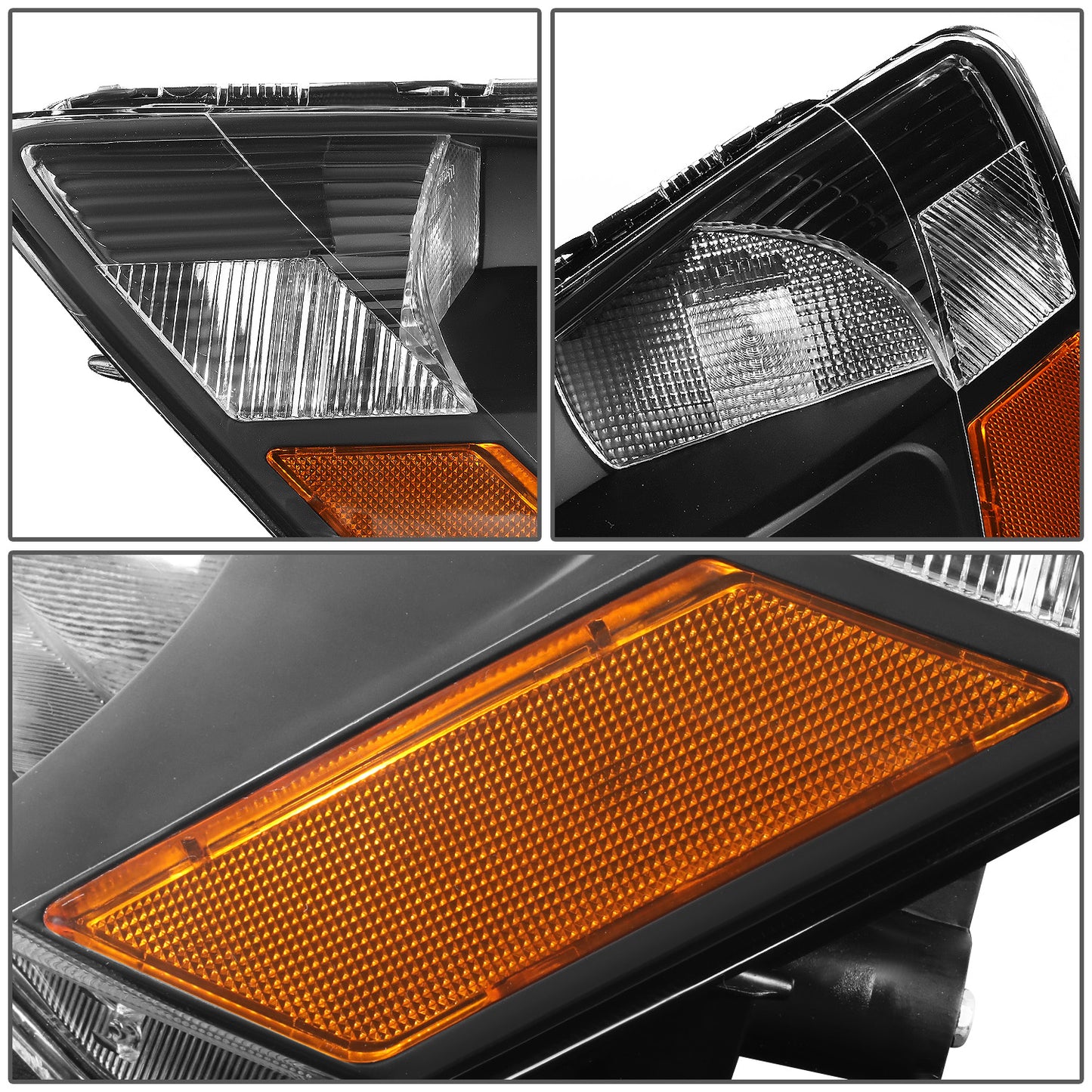 FAROS 03-07 HONDA ACCORD 2/4-DOOR - 9006 LOW BEAM / 9005 HIGH BEAM - BLACK HOUSING / AMBER CORNER