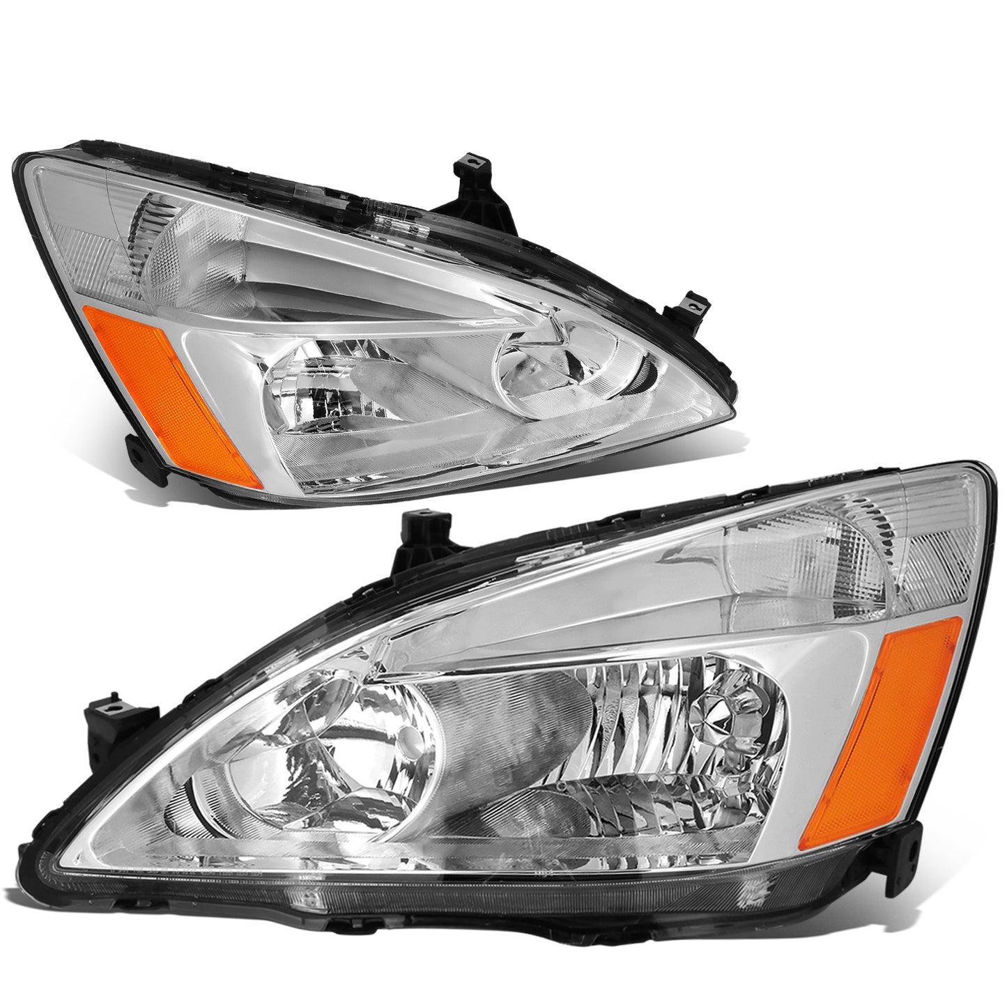 FAROS 03-07 HONDA ACCORD 2/4-DOOR - 9006 LOW BEAM / 9005 HIGH BEAM - CHROME HOUSING / AMBER CORNER