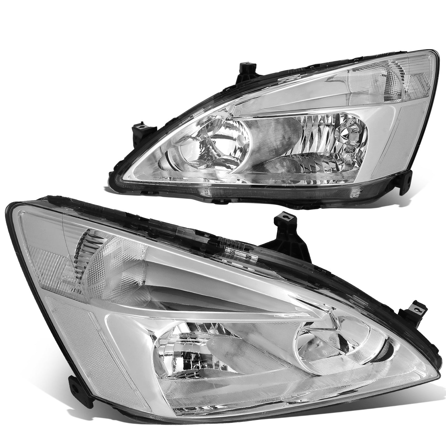 FAROS 03-07 HONDA ACCORD 2/4-DOOR - 9006 LOW BEAM / 9005 HIGH BEAM - CHROME HOUSING / CLEAR CORNER
