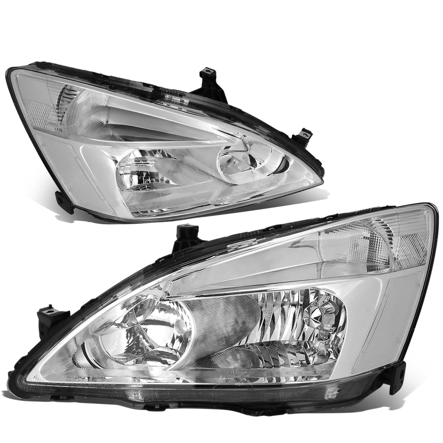 FAROS 03-07 HONDA ACCORD 2/4-DOOR - 9006 LOW BEAM / 9005 HIGH BEAM - CHROME HOUSING / CLEAR CORNER