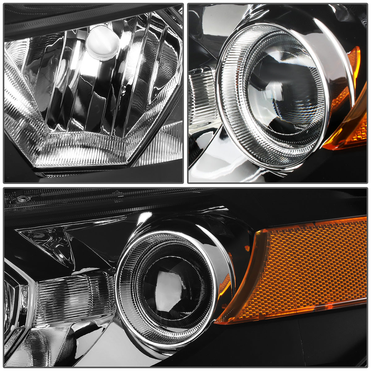 FAROS 08-12 HONDA ACCORD 2-DR COUPE - PROJECTOR - 9005 HIGH BEAM / H11 LOW BEAM - BLACK HOUSING / AMBER CORNER