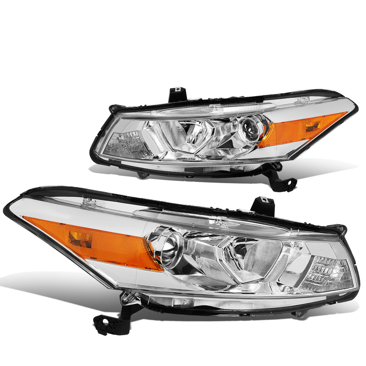 FAROS 08-12 HONDA ACCORD 2-DR COUPE - PROJECTOR - 9005 HIGH BEAM / H11 LOW BEAM - CHROME HOUSING / AMBER CORNER