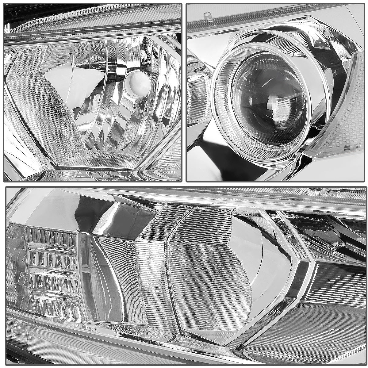 FAROS 08-12 HONDA ACCORD 2-DR COUPE - PROJECTOR - 9005 HIGH BEAM / H11 LOW BEAM - CHROME HOUSING / CLEAR CORNER