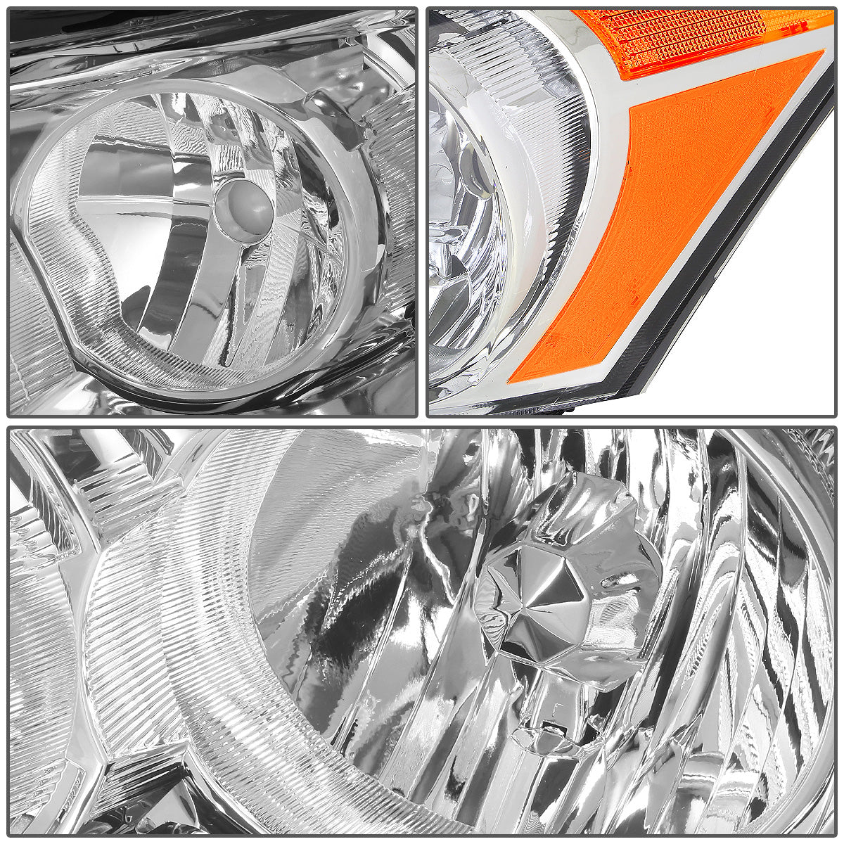 FAROS 08-12 HONDA ACCORD 4-DOOR - 9006 LOW BEAM / 9005 HIGH BEAM - CHROME HOUSING / AMBER CORNER