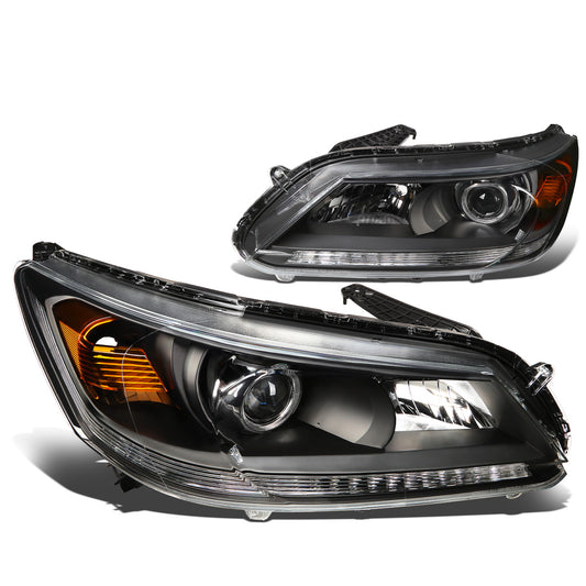 FAROS 13-15 HONDA ACCORD 4-DOOR - PROJECTOR - H11 LOW BEAM / 9005 HIGH BEAM - BLACK HOUSING / AMBER CORNER