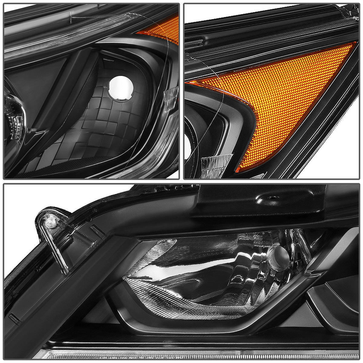 FAROS 16-17 HONDA ACCORD SEDAN - FITS EX, EX-L, SE SPORT MODELS WITH HALOGEN HEADLIGHTS & LED DRL - PROJECTOR - H11 LOW / 9005 HIGH / 7444NA SIGNAL - BLACK HOUSING / AMBER CORNER