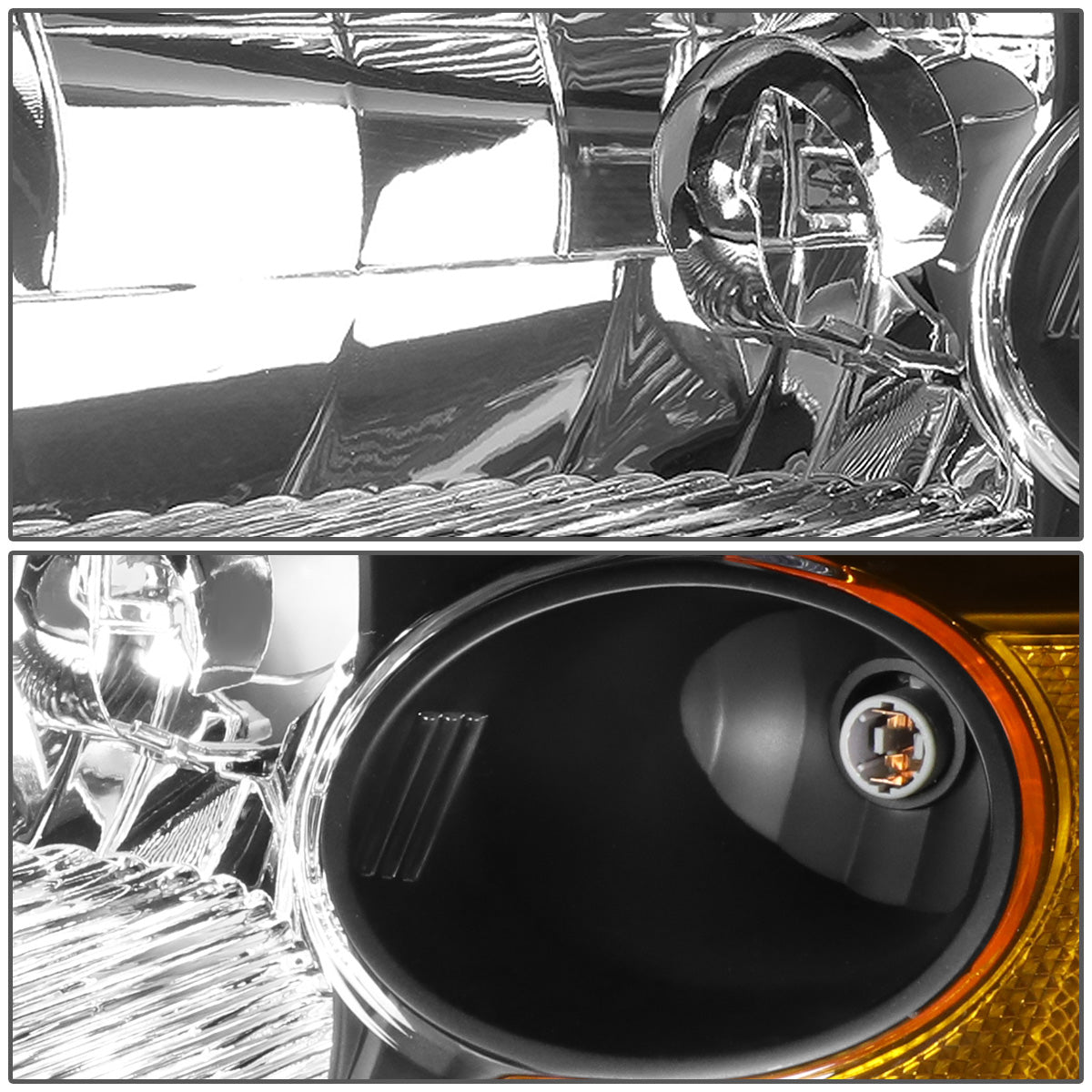 FAROS 01-03 HONDA CIVIC 2/4-DOOR - H4 LOW BEAM / HIGH BEAM - BLACK HOUSING / AMBER CORNER