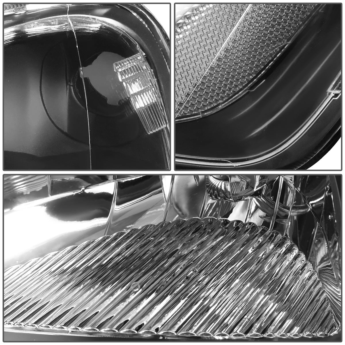 FAROS 01-03 HONDA CIVIC 2/4-DOOR - H4 LOW BEAM / HIGH BEAM - BLACK HOUSING / CLEAR CORNER