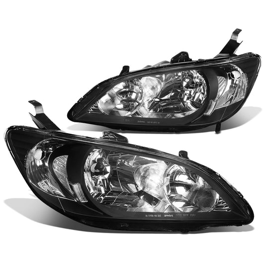FAROS 04-05 HONDA CIVIC 2/4-DOOR - DOES NOT FIT CIVIC SI 3-DOOR MODELS - OE STYLE - 9006 LOW BEAM / 9005 HIGH BEAM - BLACK HOUSING / CLEAR CORNER