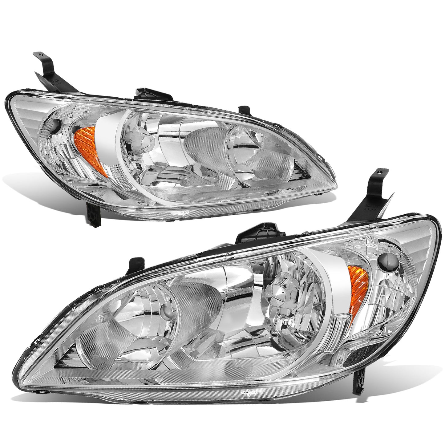 FAROS 04-05 HONDA CIVIC 2/4-DOOR - DOES NOT FIT CIVIC SI 3-DOOR MODELS - OE STYLE - 9006 LOW BEAM / 9005 HIGH BEAM - CHROME HOUSING / AMBER CORNER