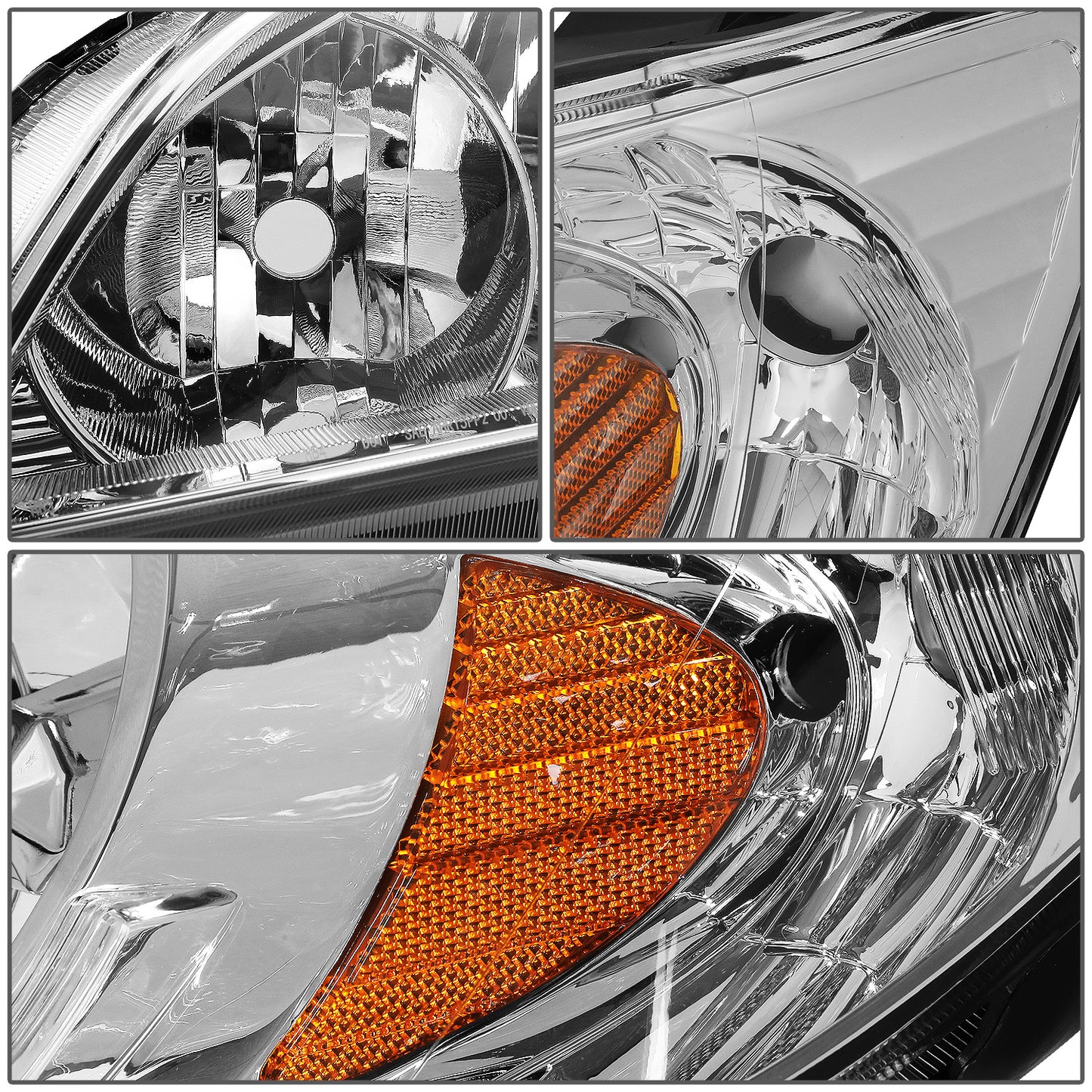 FAROS 04-05 HONDA CIVIC 2/4-DOOR - DOES NOT FIT CIVIC SI 3-DOOR MODELS - OE STYLE - 9006 LOW BEAM / 9005 HIGH BEAM - CHROME HOUSING / AMBER CORNER