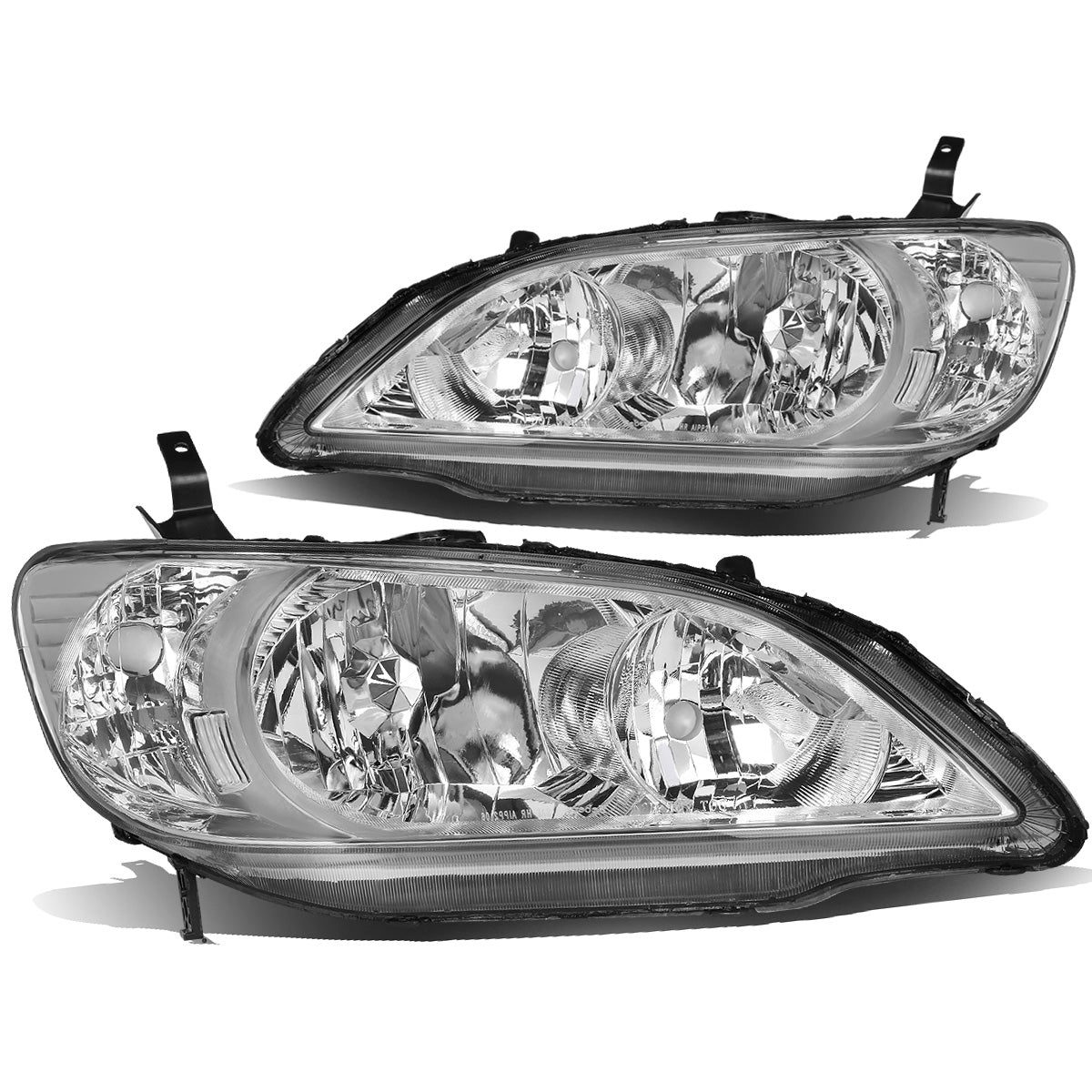 FAROS 04-05 HONDA CIVIC 2/4-DOOR - DOES NOT FIT CIVIC SI 3-DOOR MODELS - OE STYLE - 9006 LOW BEAM / 9005 HIGH BEAM - CHROME HOUSING / CLEAR CORNER