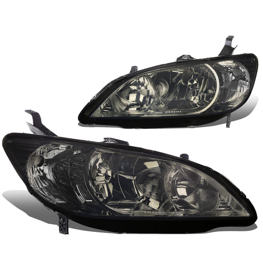 FAROS 04-05 HONDA CIVIC 2/4-DOOR - DOES NOT FIT CIVIC SI 3-DOOR MODELS - OE STYLE - 9006 LOW BEAM / 9005 HIGH BEAM - SMOKE HOUSING / CLEAR CORNER