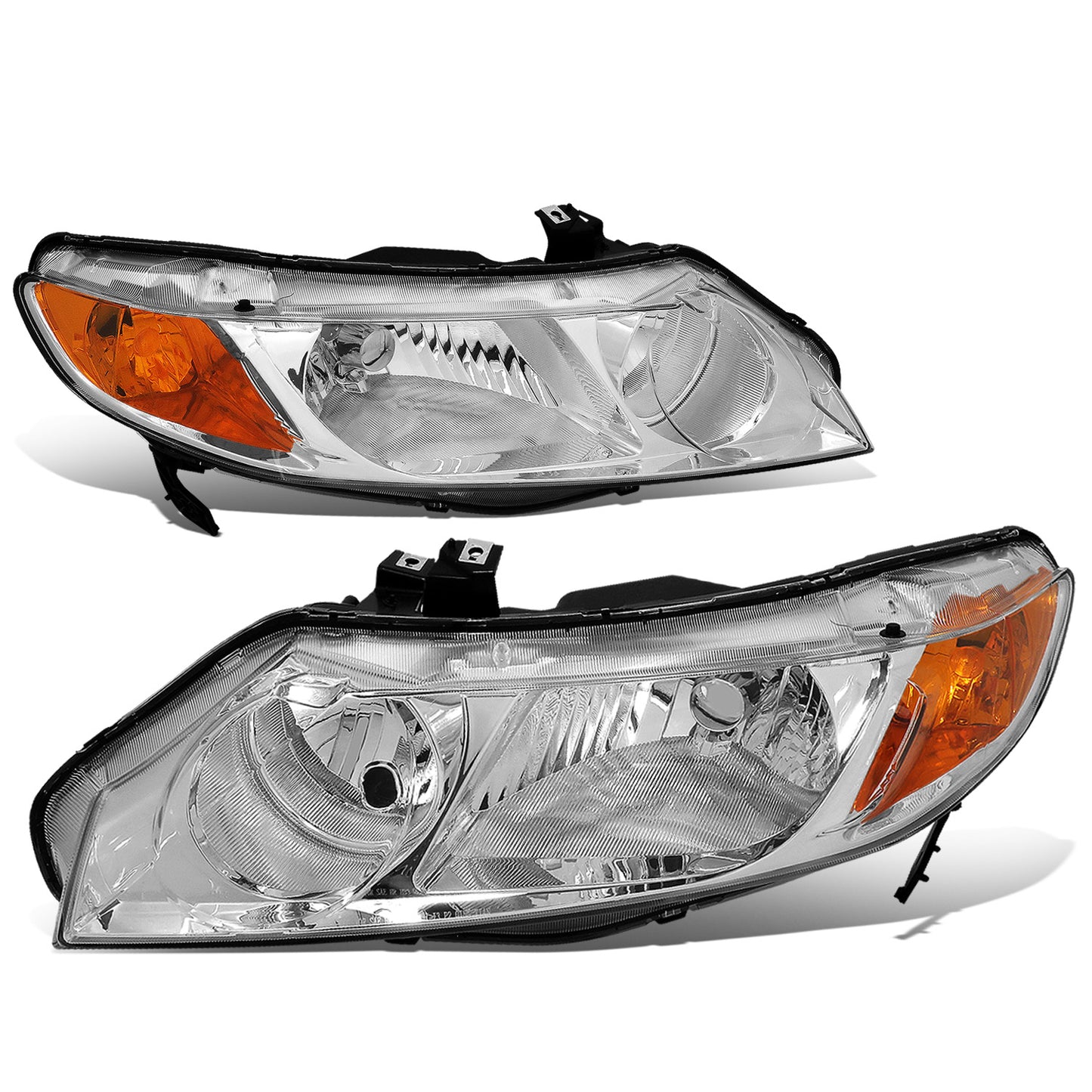 FAROS 06-09 HONDA CIVIC 4-DOOR - 9006 LOW BEAM / 9005 HIGH BEAM - CHROME HOUSING / AMBER CORNER