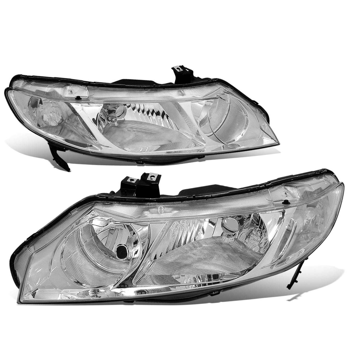 FAROS 06-09 HONDA CIVIC 4-DOOR - 9006 LOW BEAM / 9005 HIGH BEAM - CHROME HOUSING / CLEAR CORNER