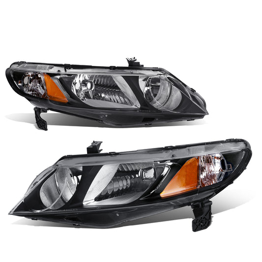 FAROS 06-11 HONDA CIVIC SEDAN - OEM STYLE - 9006 LOW / 9005 HIGH / 1157A SIGNAL - BLACK HOUSING / AMBER CORNER
