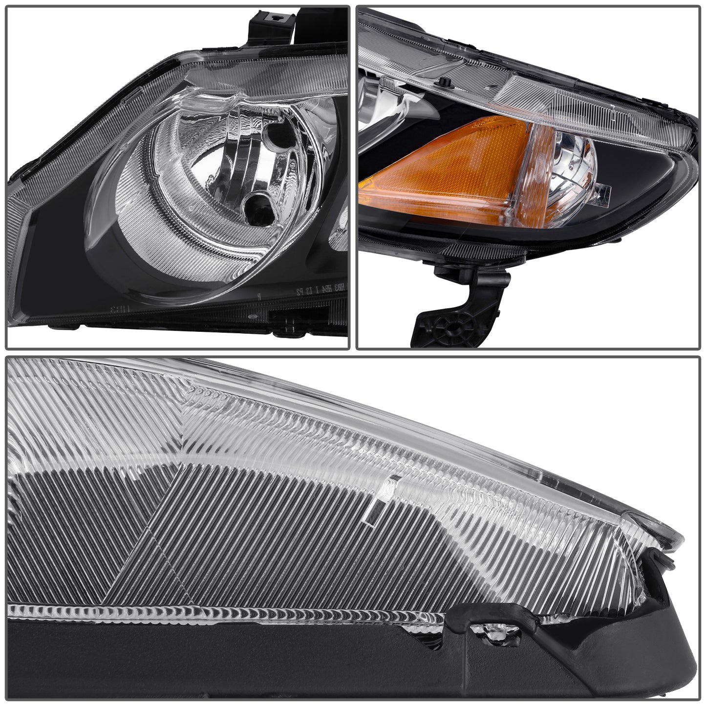 FAROS 06-11 HONDA CIVIC SEDAN - OEM STYLE - 9006 LOW / 9005 HIGH / 1157A SIGNAL - BLACK HOUSING / AMBER CORNER
