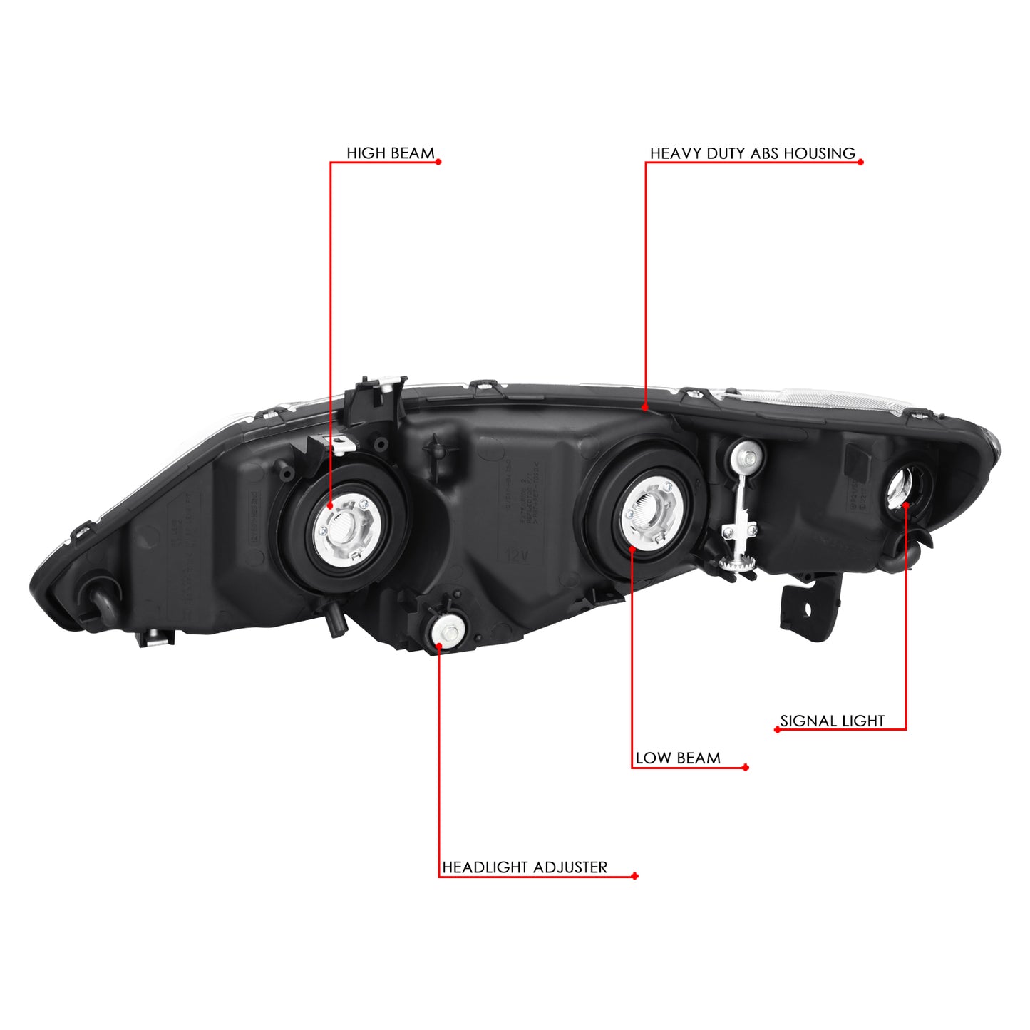 FAROS 06-11 HONDA CIVIC SEDAN - OEM STYLE - 9006 LOW / 9005 HIGH / 1157A SIGNAL - BLACK HOUSING / AMBER CORNER