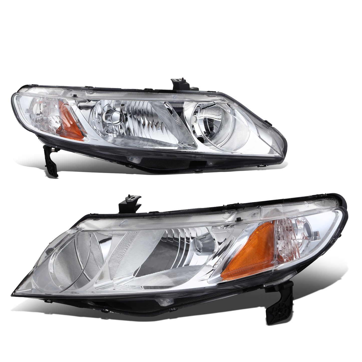 FAROS 06-11 HONDA CIVIC SEDAN - OEM STYLE - 9006 LOW / 9005 HIGH / 1157A SIGNAL - CHROME HOUSING / AMBER CORNER