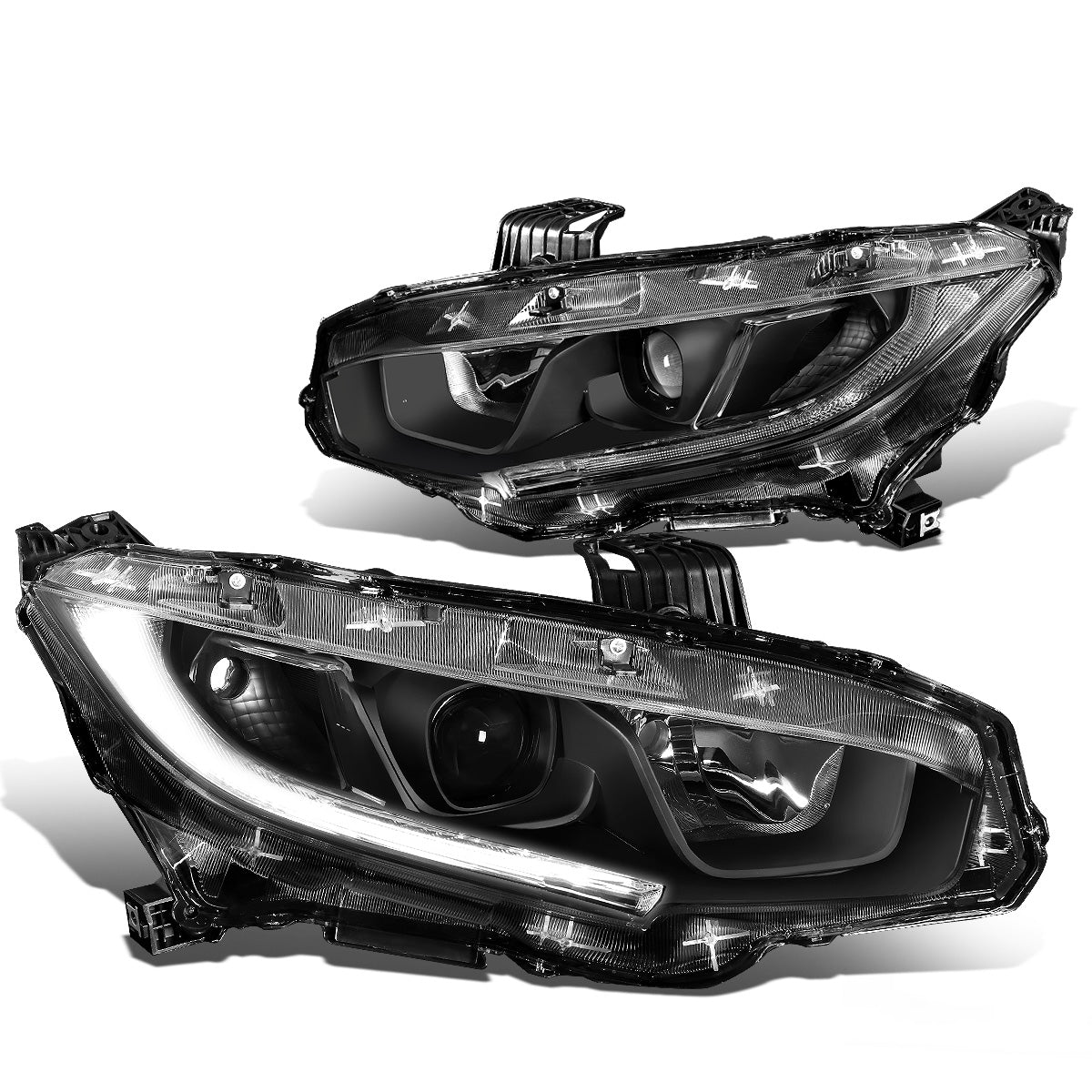 FAROS 16-18 HONDA CIVIC - H11 LOW BEAM / 9005 HIGH BEAM - BLACK HOUSING / CLEAR CORNER