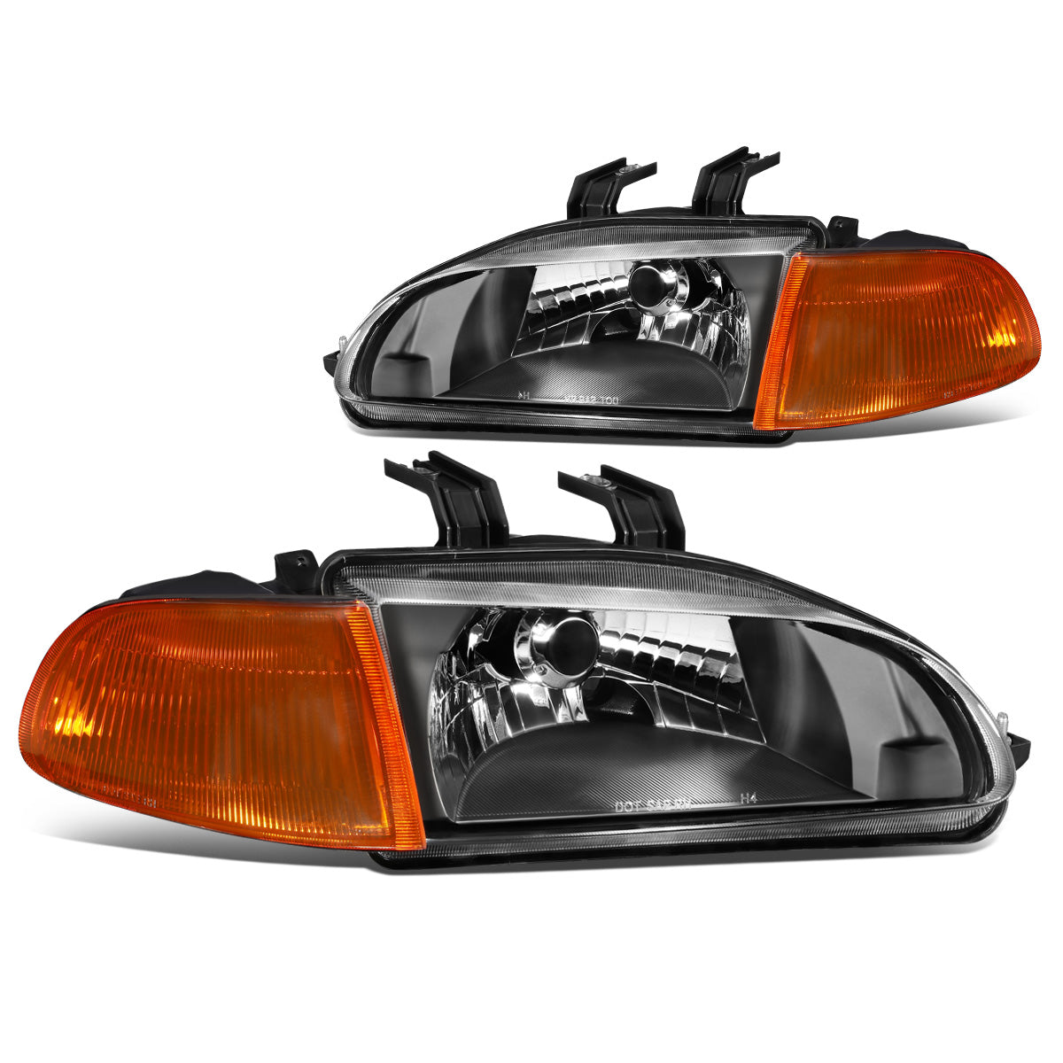 FAROS 92-95 HONDA CIVIC 2/3DR - H4 HEADLIGHT / 3946 SIGNAL - BLACK HOUSING / CLEAR CORNER