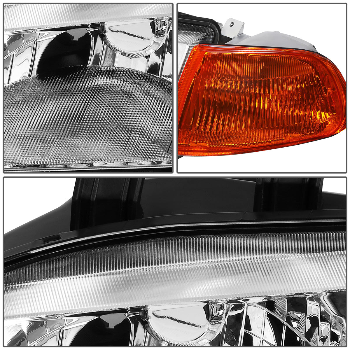 FAROS 92-95 HONDA CIVIC 2/3DR - H4 HEADLIGHT / 3946 SIGNAL - CHROME HOUSING / CLEAR CORNER