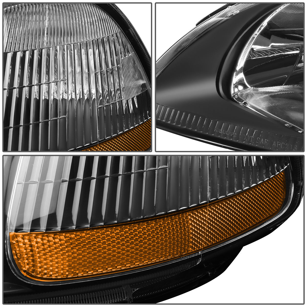 FAROS 96-98 HONDA CIVIC 2/3/4-DOOR - H4 LOW BEAM / HIGH BEAM - BLACK HOUSING / AMBER CORNER