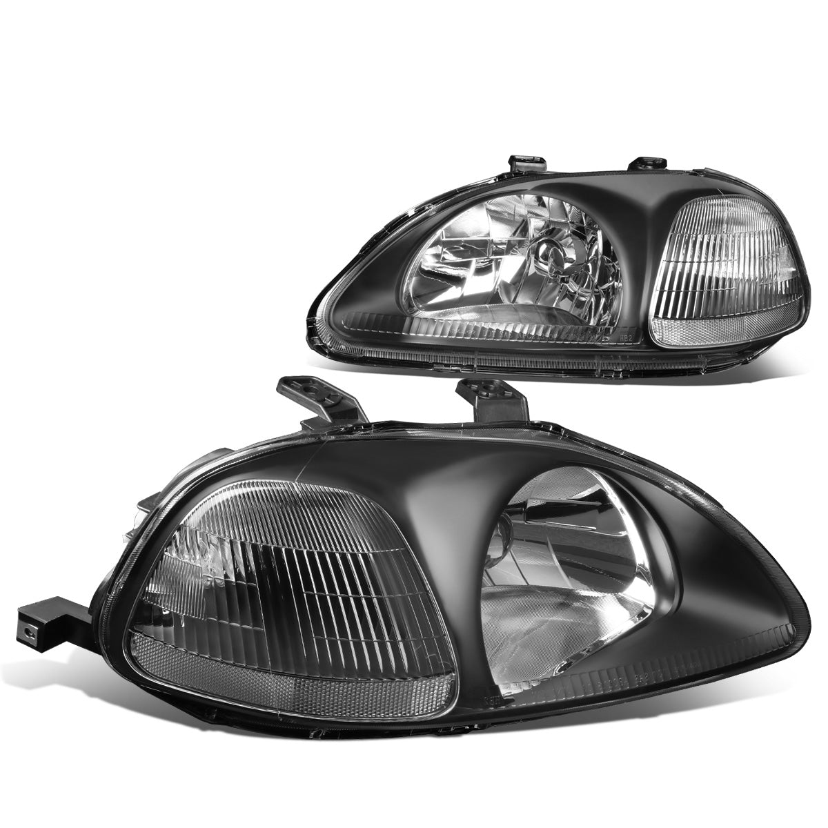 FAROS 96-98 HONDA CIVIC 2/3/4-DOOR - H4 LOW BEAM / HIGH BEAM - BLACK HOUSING / CLEAR CORNER