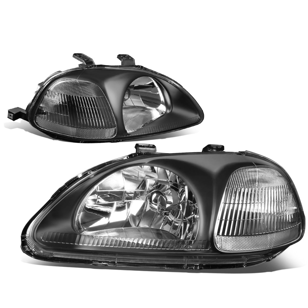 FAROS 96-98 HONDA CIVIC 2/3/4-DOOR - H4 LOW BEAM / HIGH BEAM - BLACK HOUSING / CLEAR CORNER