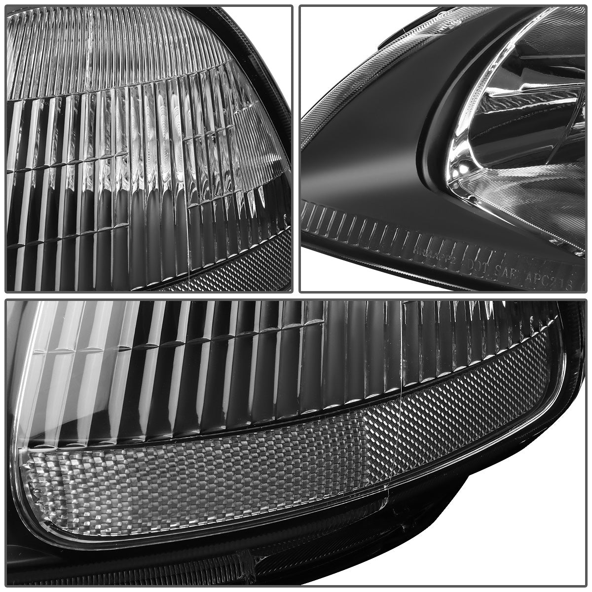 FAROS 96-98 HONDA CIVIC 2/3/4-DOOR - H4 LOW BEAM / HIGH BEAM - BLACK HOUSING / CLEAR CORNER