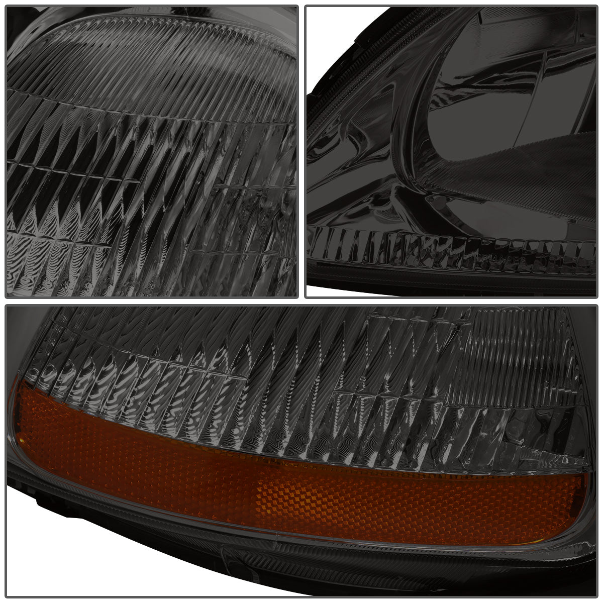 FAROS 96-98 HONDA CIVIC 2/3/4-DOOR - H4 LOW BEAM / HIGH BEAM - SMOKE HOUSING / AMBER CORNER