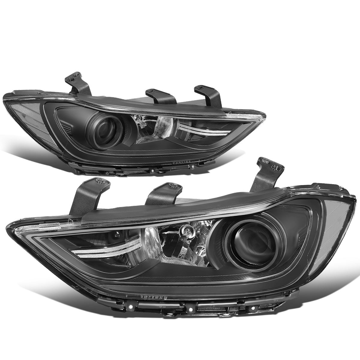 FAROS 17-18 HYUNDAI ELANTRA - PROJECTOR LOW BEAM - 9005 HIGH / H7 LOW PY21W SIGNAL - BLACK HOUSING / CLEAR CORNER