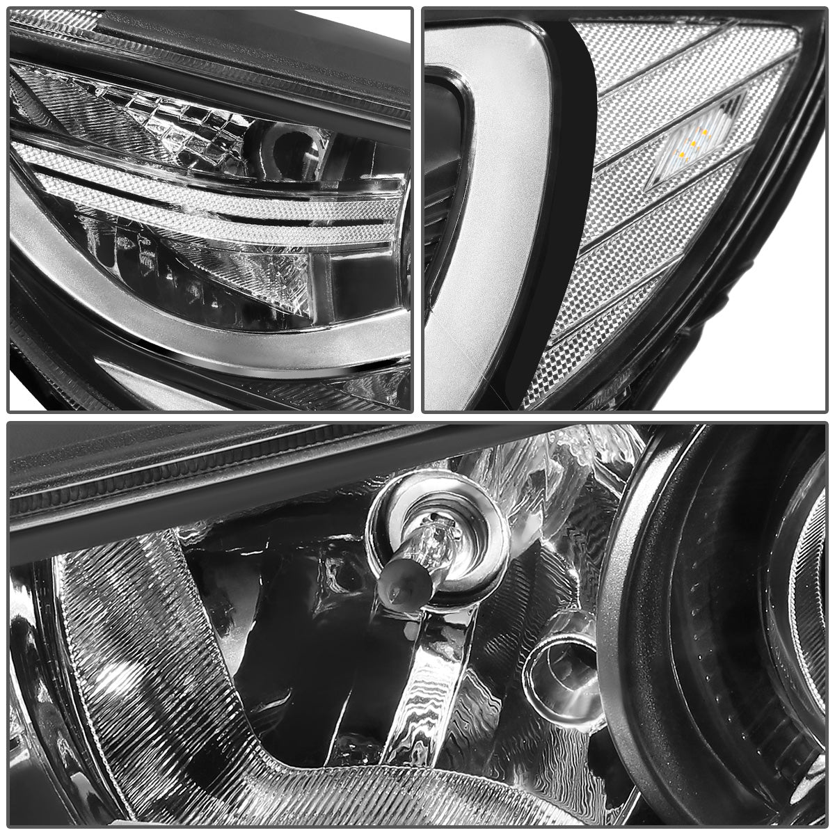 FAROS 17-18 HYUNDAI ELANTRA - PROJECTOR LOW BEAM - 9005 HIGH / H7 LOW PY21W SIGNAL - CHROME HOUSING / CLEAR CORNER