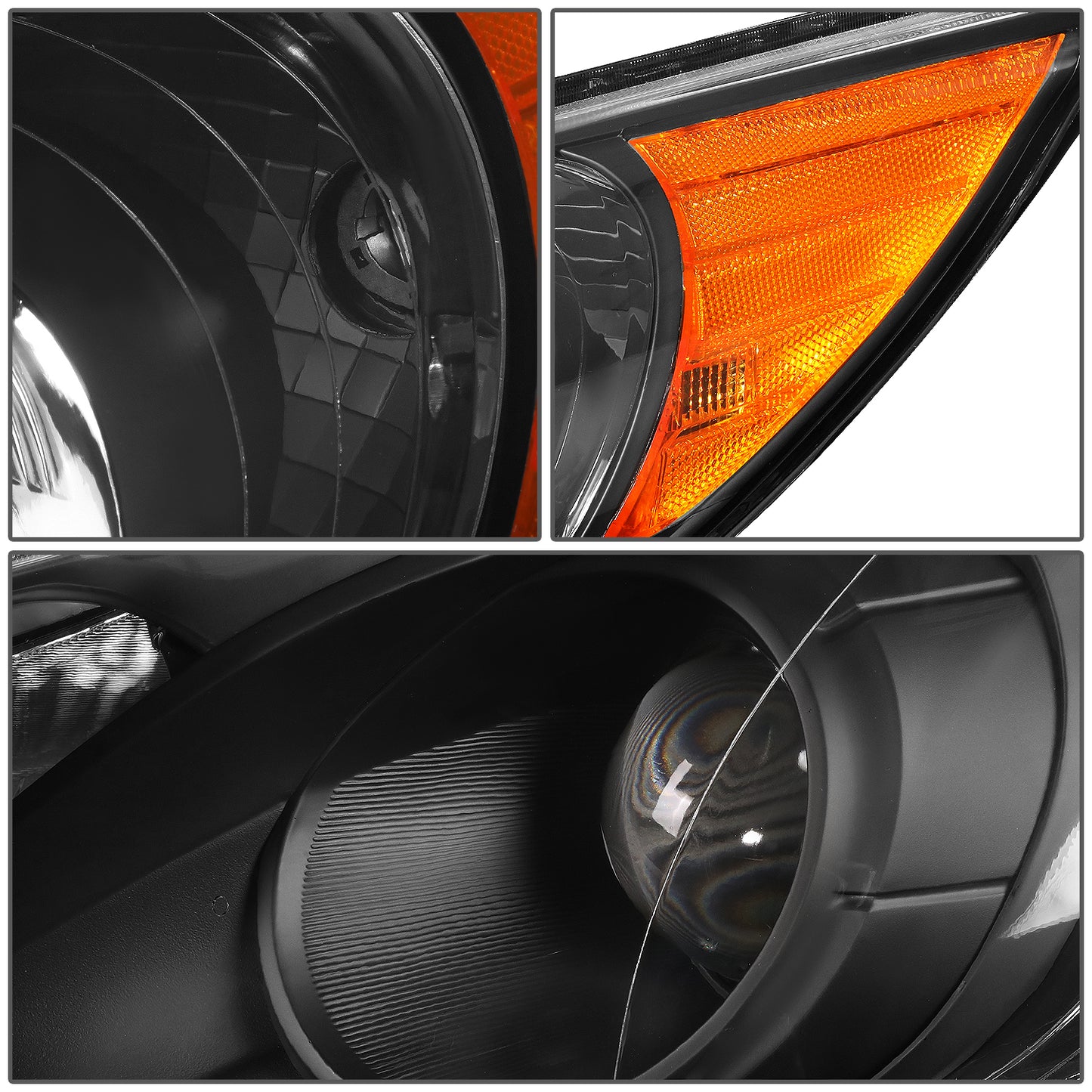 FAROS 11-14 HYUNDAI SONATA 4-DOOR - PROJECTOR - H7 LOW BEAM / HIGH BEAM - BLACK HOUSING / AMBER CORNER