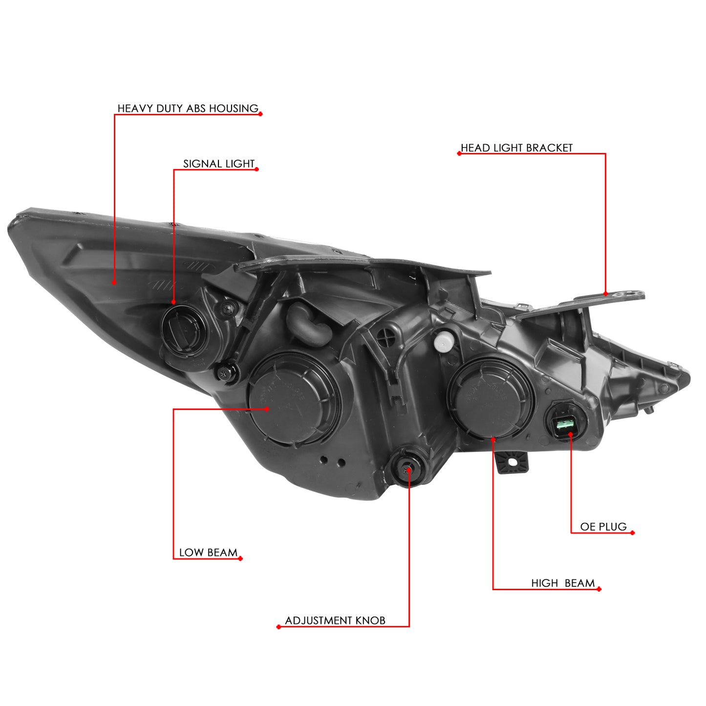 FAROS 11-14 HYUNDAI SONATA 4-DOOR - PROJECTOR - H7 LOW BEAM / HIGH BEAM - BLACK HOUSING / CLEAR CORNER