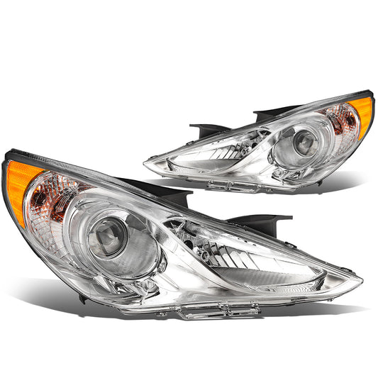 FAROS 11-14 HYUNDAI SONATA 4-DOOR - PROJECTOR - H7 LOW BEAM / HIGH BEAM - CHROME HOUSING / AMBER CORNER