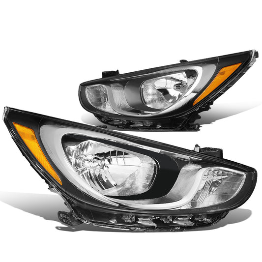 FAROS 12-14 HYUNDAI ACCENT - FITS NON PROJECTOR HEADLIGHT MODELS ONLY - H4 LOW / HIGH BEAM - CHROME HOUSING / AMBER CORNER
