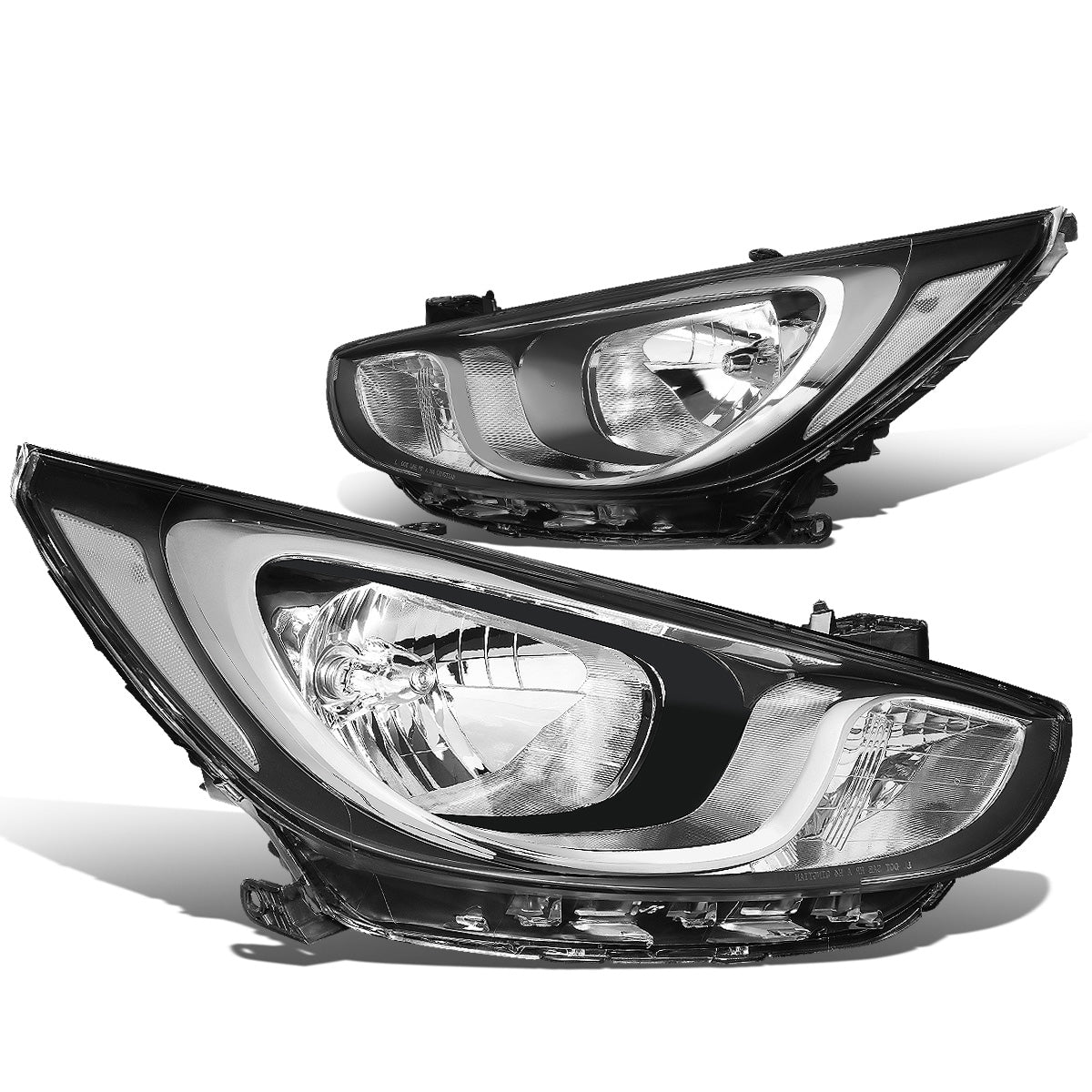 FAROS 12-14 HYUNDAI ACCENT - FITS NON PROJECTOR HEADLIGHT MODELS ONLY - H4 LOW / HIGH BEAM - CHROME HOUSING / CLEAR CORNER
