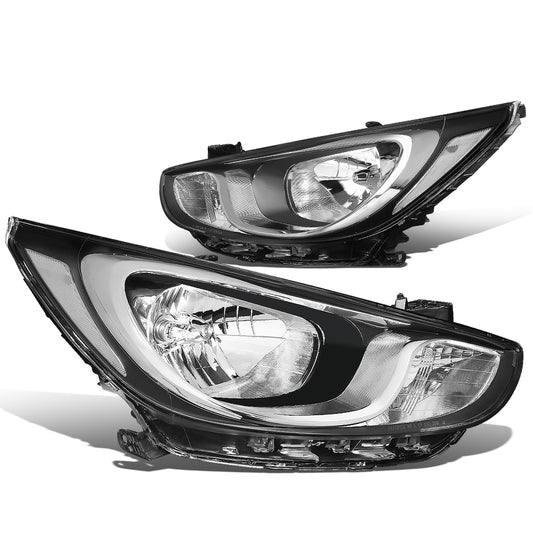 FAROS 12-14 HYUNDAI ACCENT - FITS NON PROJECTOR HEADLIGHT MODELS ONLY - H4 LOW / HIGH BEAM - CHROME HOUSING / CLEAR CORNER