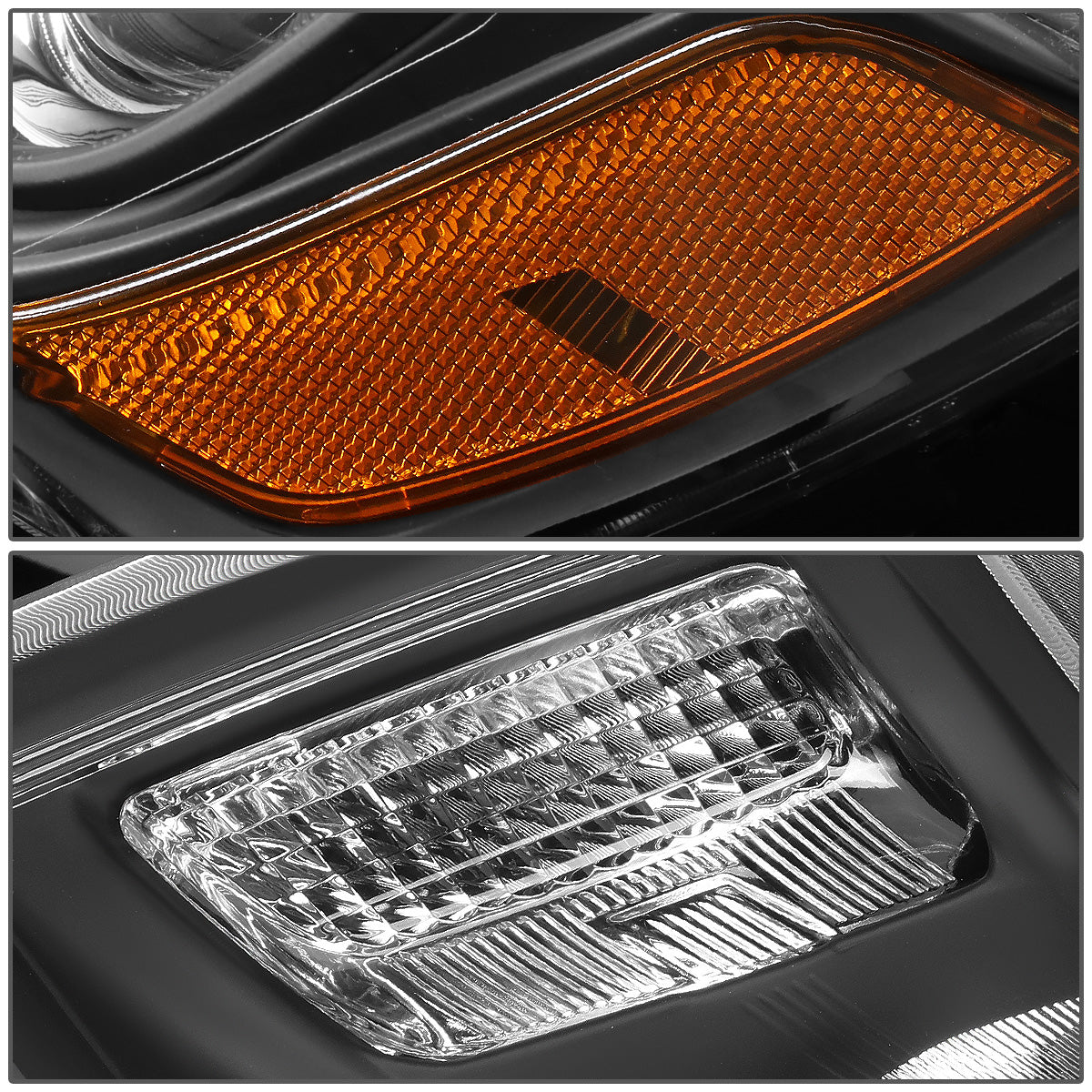 FAROS 14-16 JEEP GRAND CHEROKEE PRE FACELIFT - FITS MODELS WITH HALOGEN HEADLIGHTS ONLY - H1 LOW BEAM / 9005 HIGH BEAM - BLACK HOUSING / AMBER CORNER