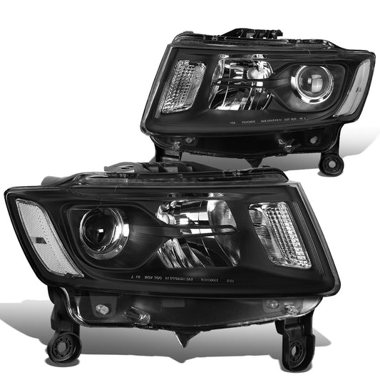 FAROS 14-16 JEEP GRAND CHEROKEE PRE FACELIFT - FITS MODELS WITH HALOGEN HEADLIGHTS ONLY - H1 LOW BEAM / 9005 HIGH BEAM - BLACK HOUSING / CLEAR CORNER