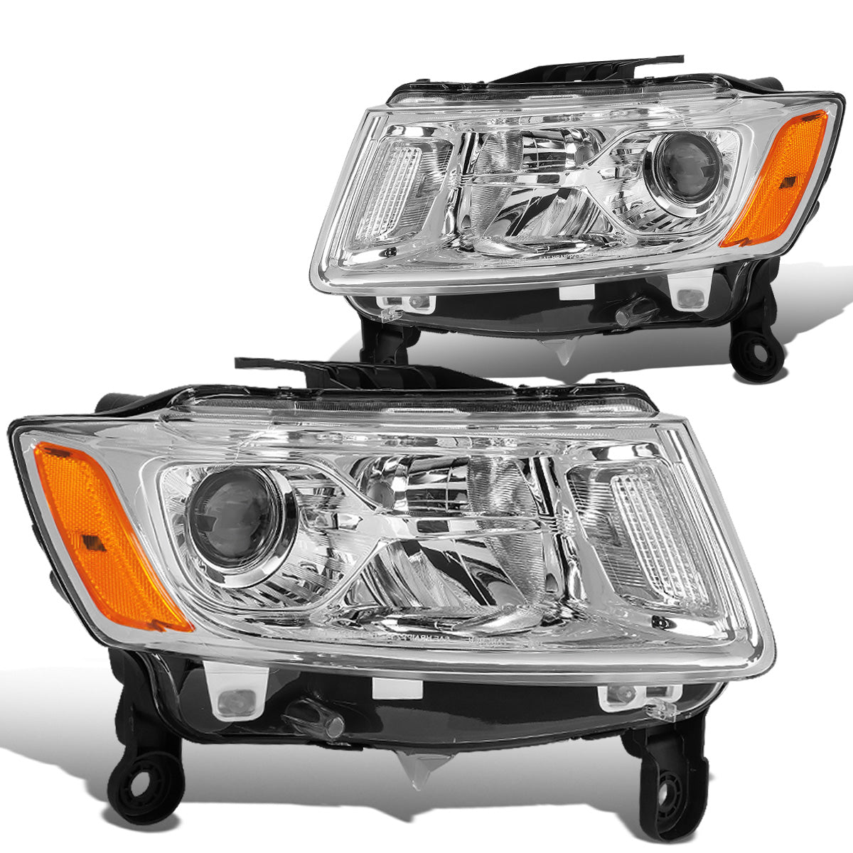FAROS 14-16 JEEP GRAND CHEROKEE PRE FACELIFT - FITS MODELS WITH HALOGEN HEADLIGHTS ONLY - H1 LOW BEAM / 9005 HIGH BEAM - CHROME HOUSING / AMBER CORNER