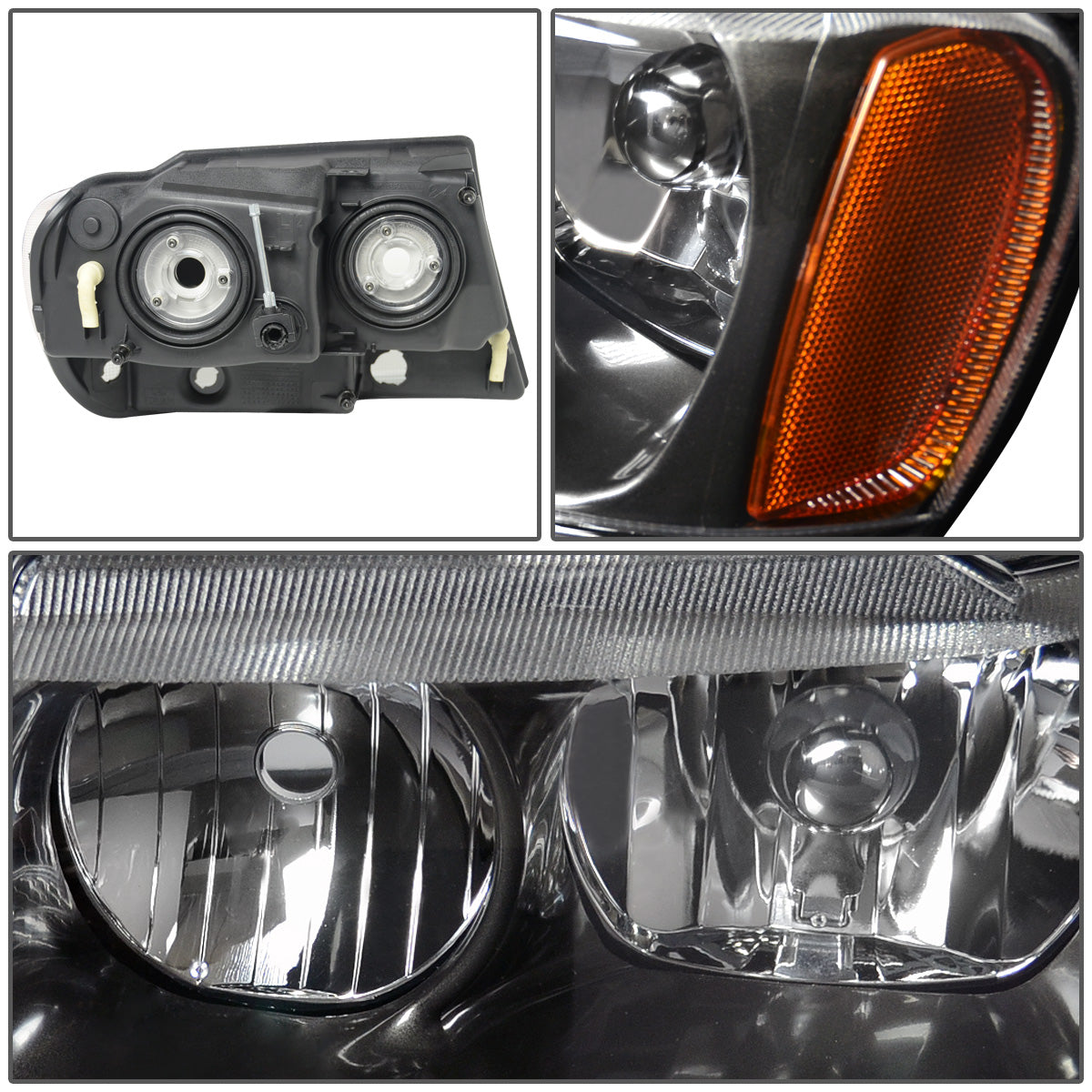 FAROS 99-04 JEEP GRAND CHEROKEE 4-DOOR - 9006 LOW BEAM / 9005 HIGH BEAM - BLACK HOUSING / AMBER CORNER