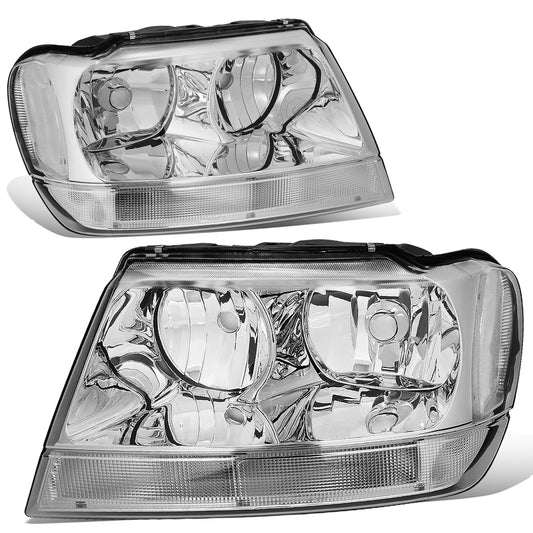 FAROS 99-04 JEEP GRAND CHEROKEE 4-DOOR - 9006 LOW BEAM / 9005 HIGH BEAM - CHROME HOUSING / CLEAR CORNER