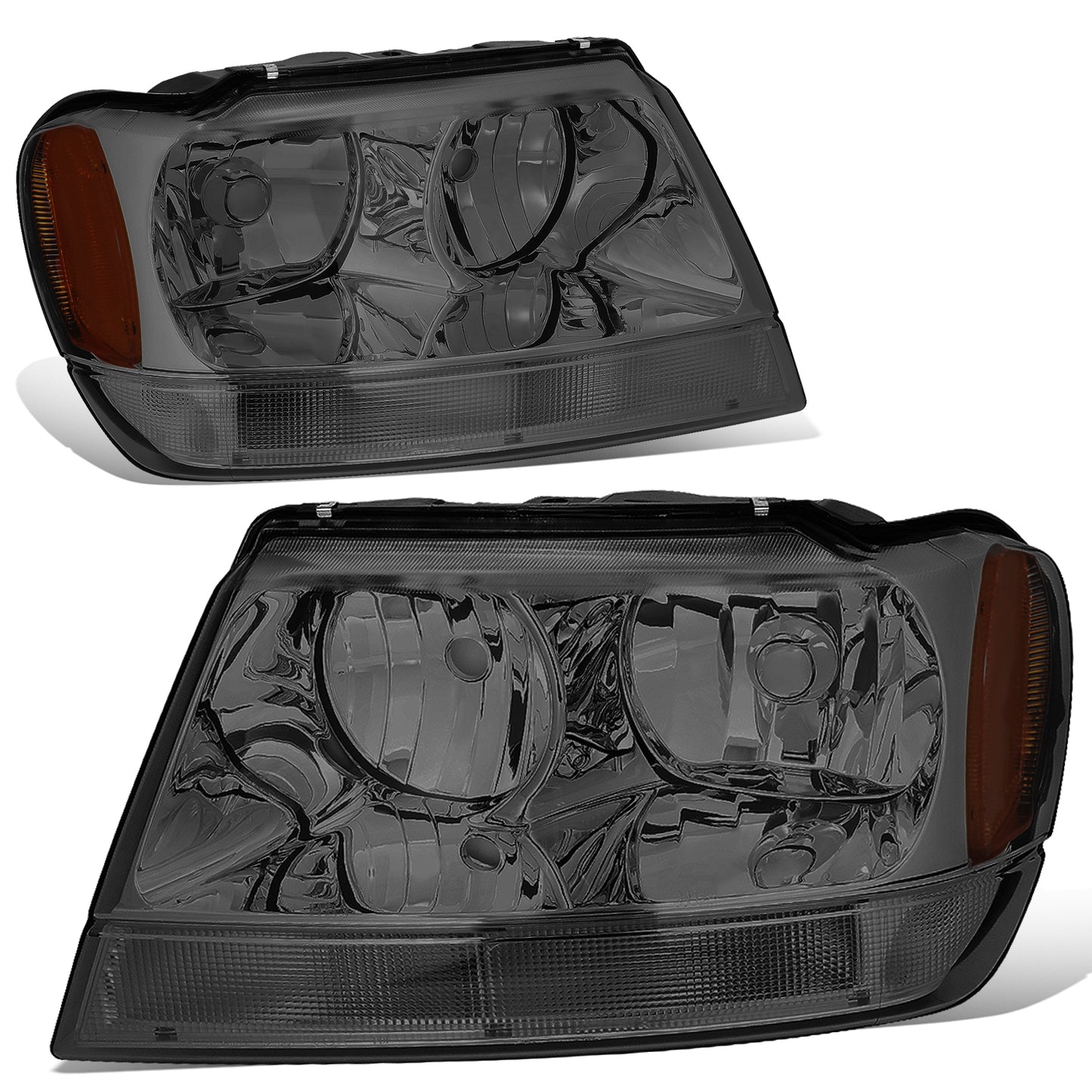 FAROS 99-04 JEEP GRAND CHEROKEE 4-DOOR - 9006 LOW BEAM / 9005 HIGH BEAM - SMOKE HOUSING / AMBER CORNER