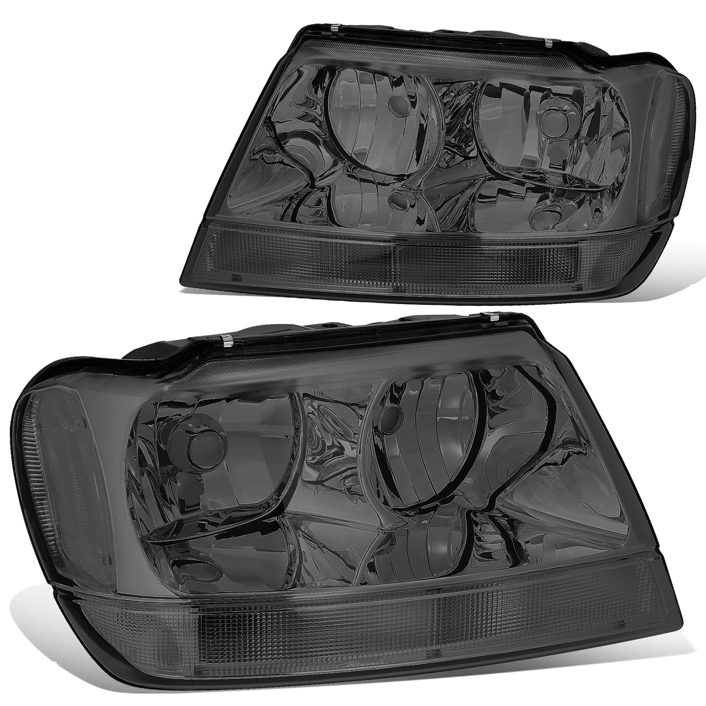 FAROS 99-04 JEEP GRAND CHEROKEE 4-DOOR - 9006 LOW BEAM / 9005 HIGH BEAM - SMOKE HOUSING / CLEAR CORNER