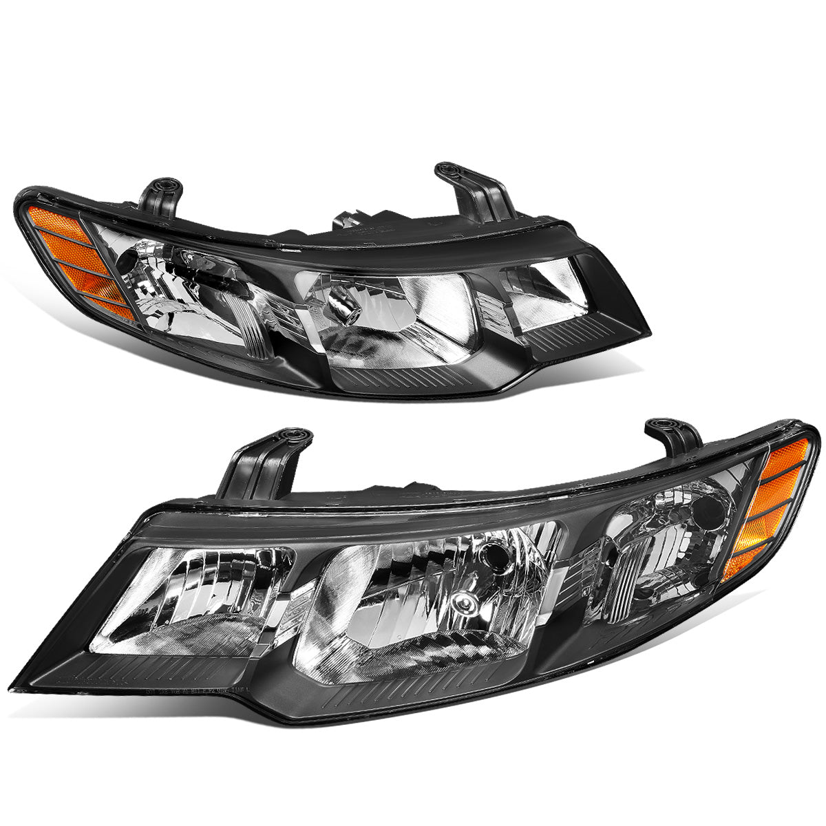 FAROS 10-13 KIA FORTE - H7 LOW BEAM / H1 HIGH BEAM - BLACK HOUSING / AMBER CORNER