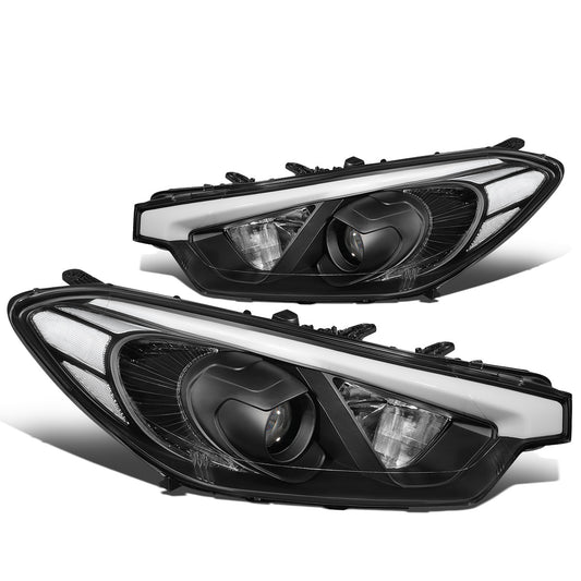FAROS 14-16 KIA FORTE, FORTE KOUP, FORTE 5 - FITS HALOGEN MODELS W/O LED DRL ONLY - PROJECTOR LOW BEAM - H1 HIGH / H7 LOW / 2357A SIGNAL - BLACK HOUSING / CLEAR CORNER